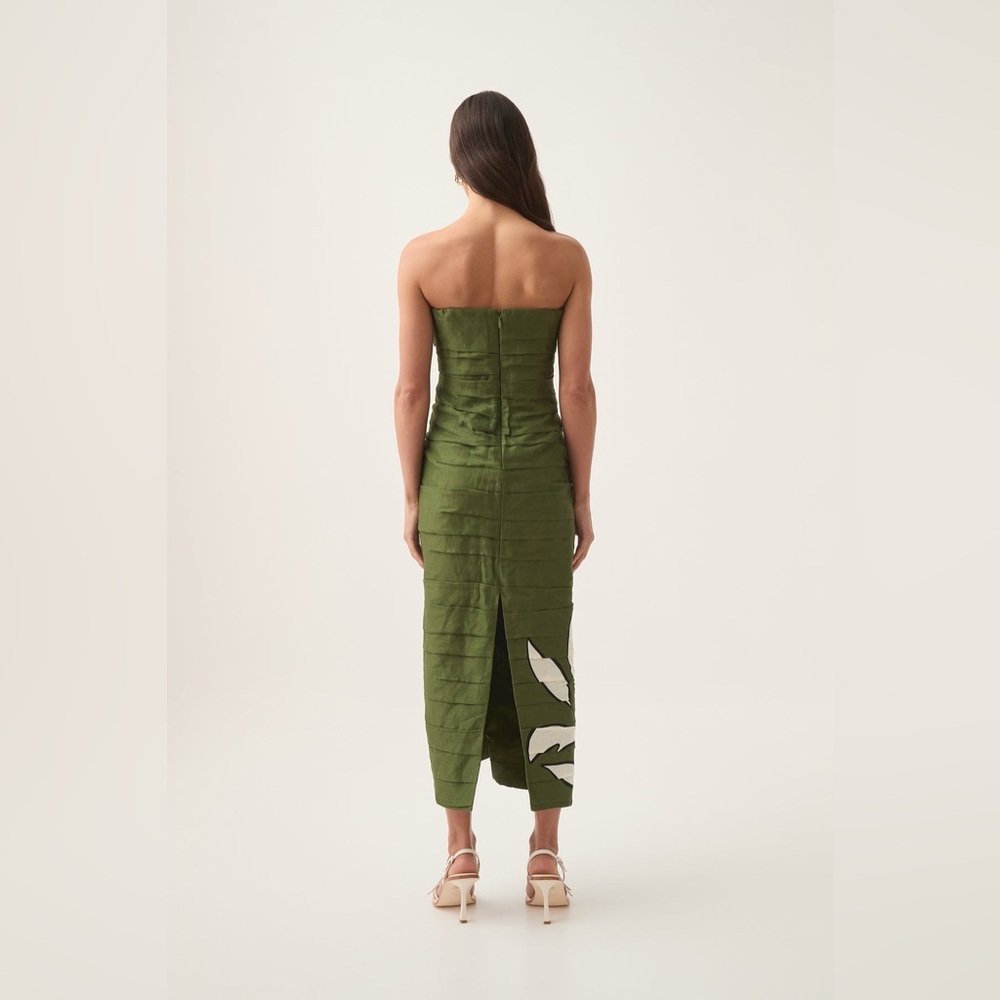 Aje Jasmine Green Column Strapless Linen Midi Dress AU4/US0 NWT - Picture 6 of 9